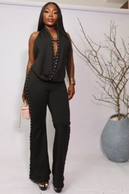Backless black jumpsuit